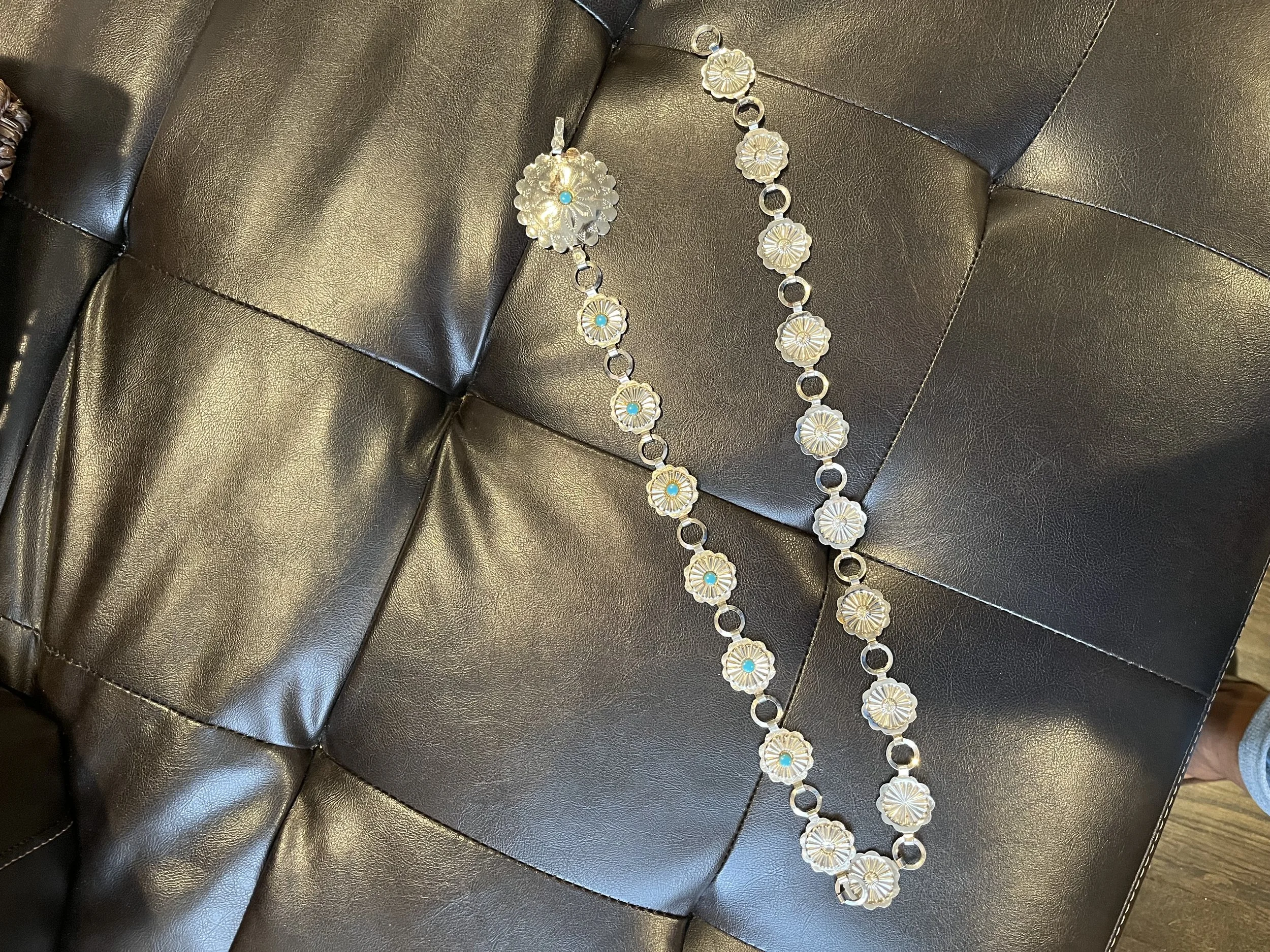 Silver and Turquoise Concho belt