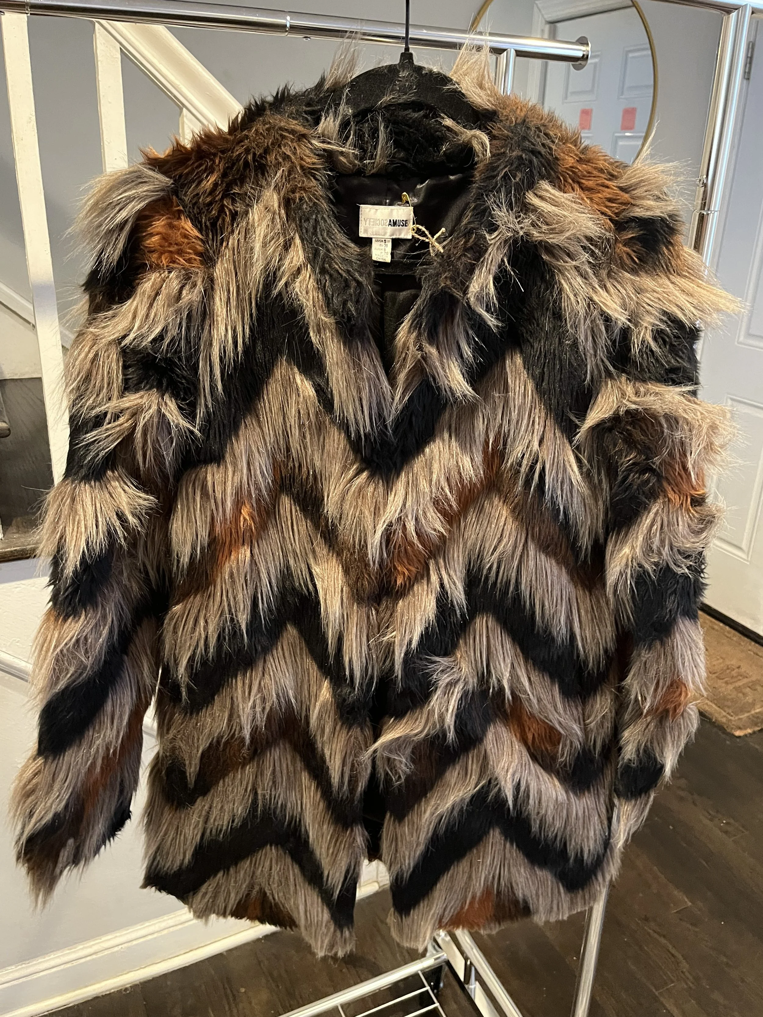 Faux Fur Chevron Jacket