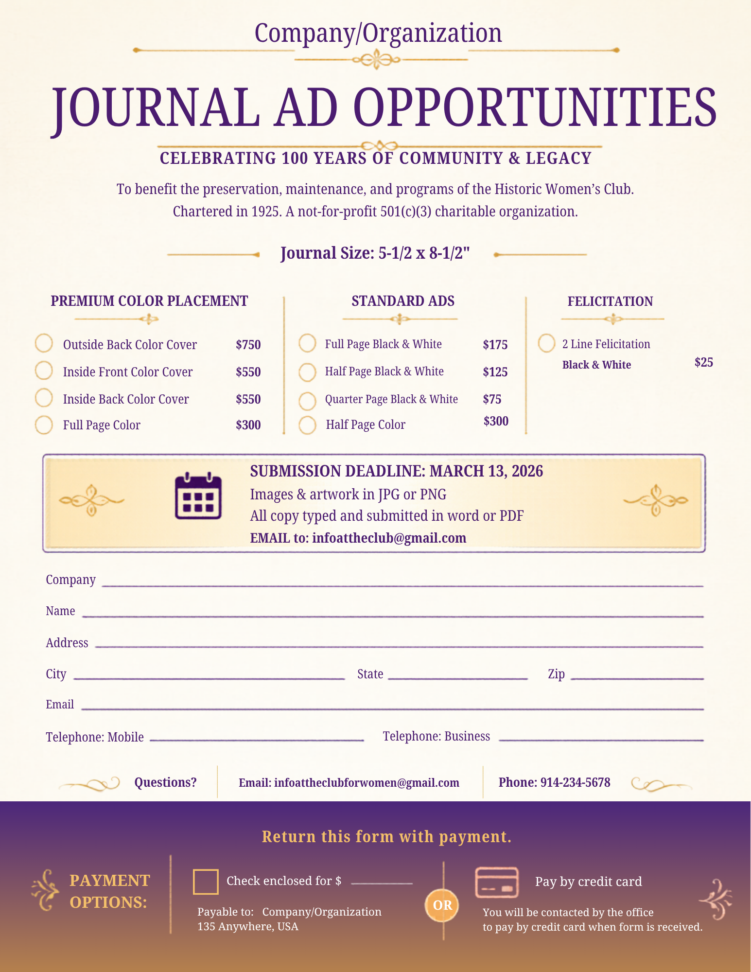 Sponsorship Package- Journal Ads