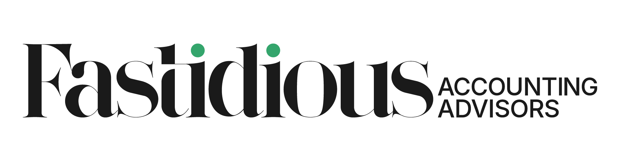 Logo for Fashios Accounting Advisors with the words 'fashios' in large lowercase letters and two green dots above the 'a' and 'i', and the words 'ACCOUNTING ADVISORS' in smaller uppercase letters on the right side.