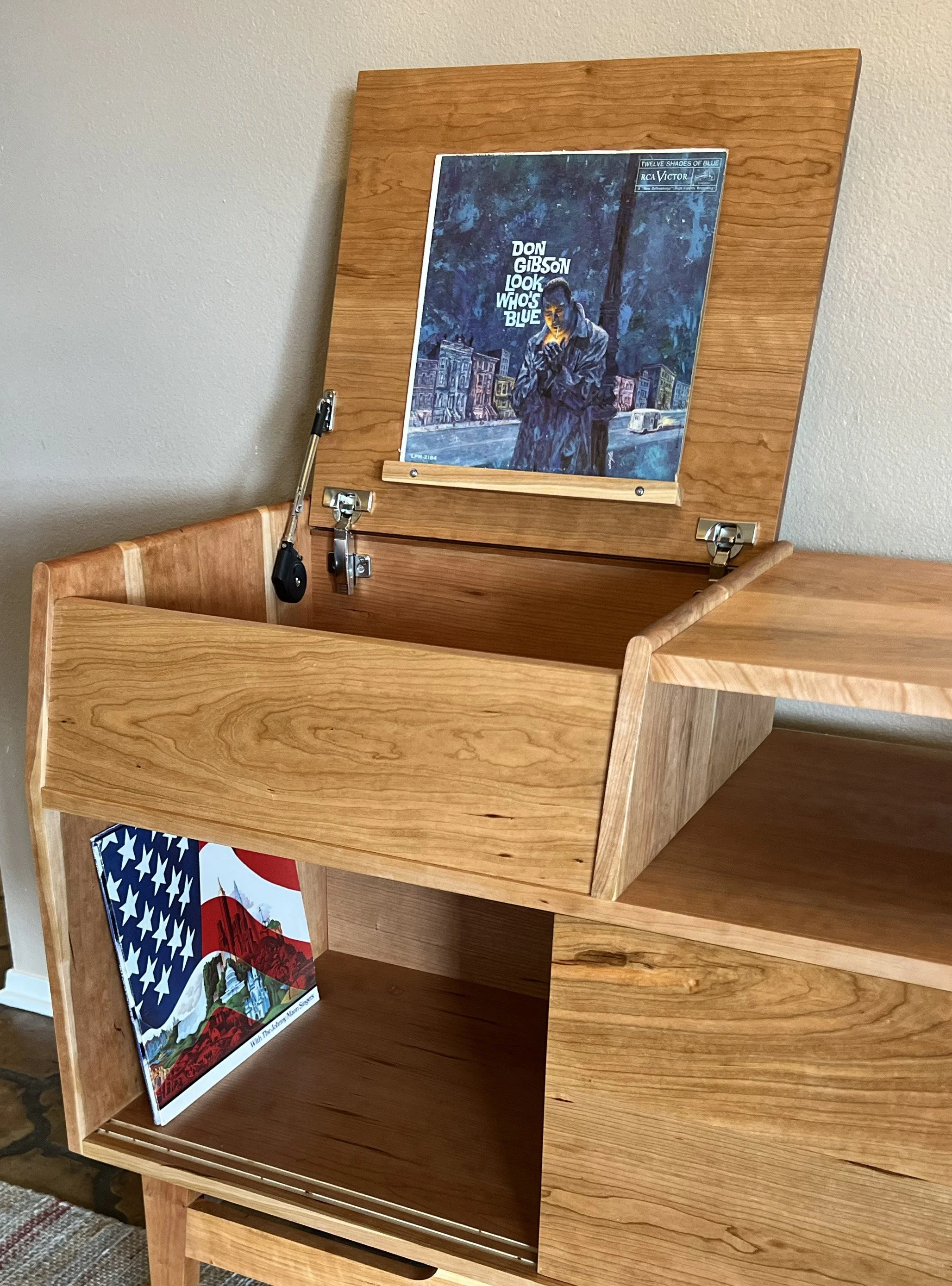 cherry LP console-open slider and top.jpg