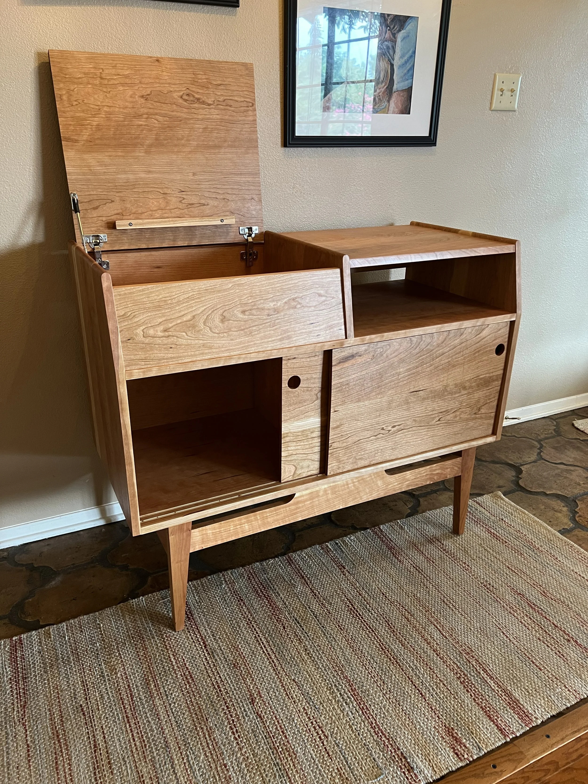 cherry LP console-front open top and sliders.jpg