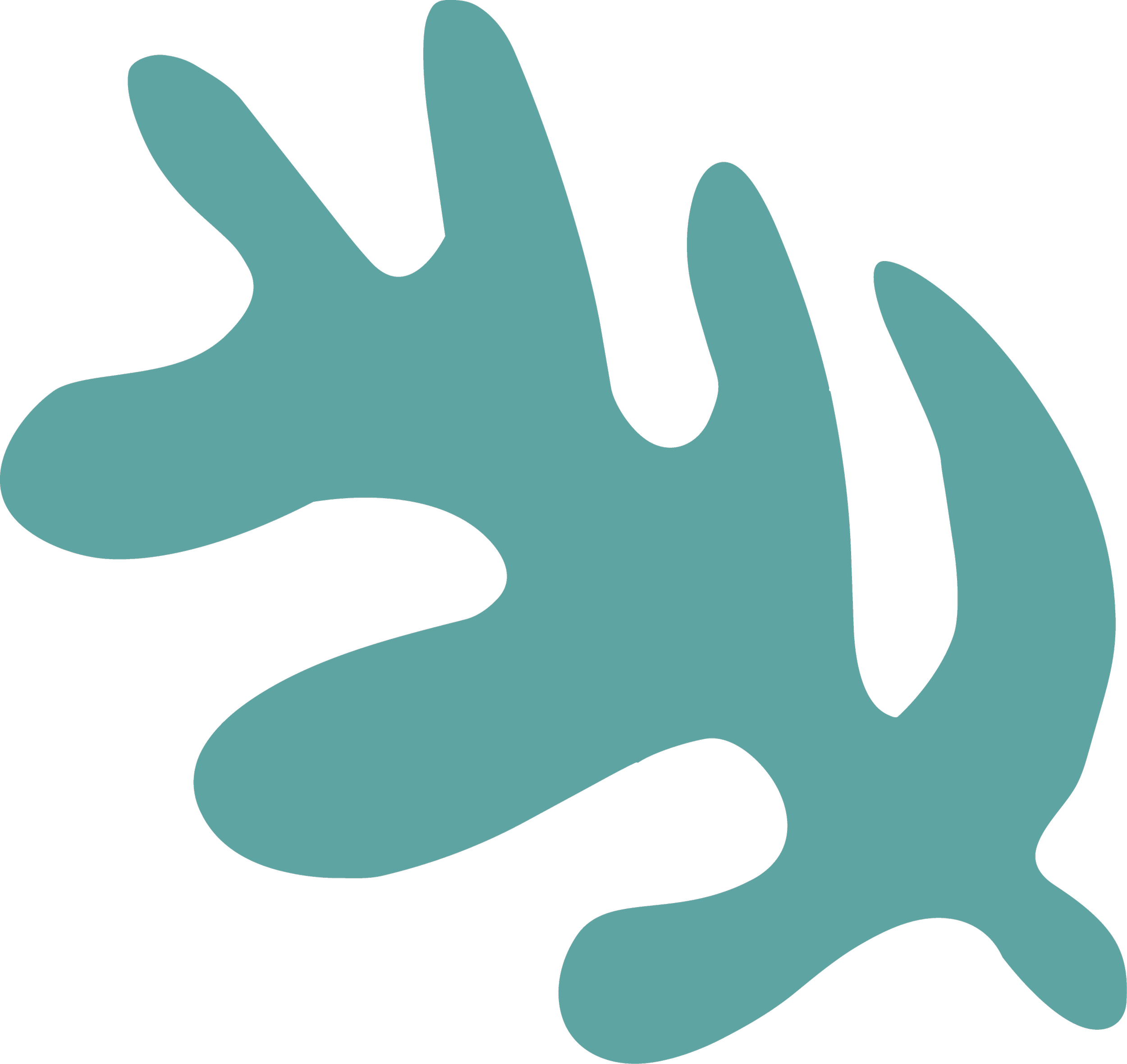 Stylized illustration of two hands reaching towards each other against a black background.