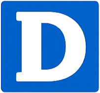 Blue stylized letter D logo