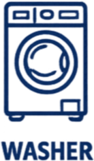 Icon of a washing machine with the word 'WASHER' underneath.