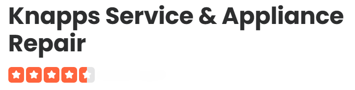 Knapp's Service & Appliance Repair website header with a 4.5-star rating