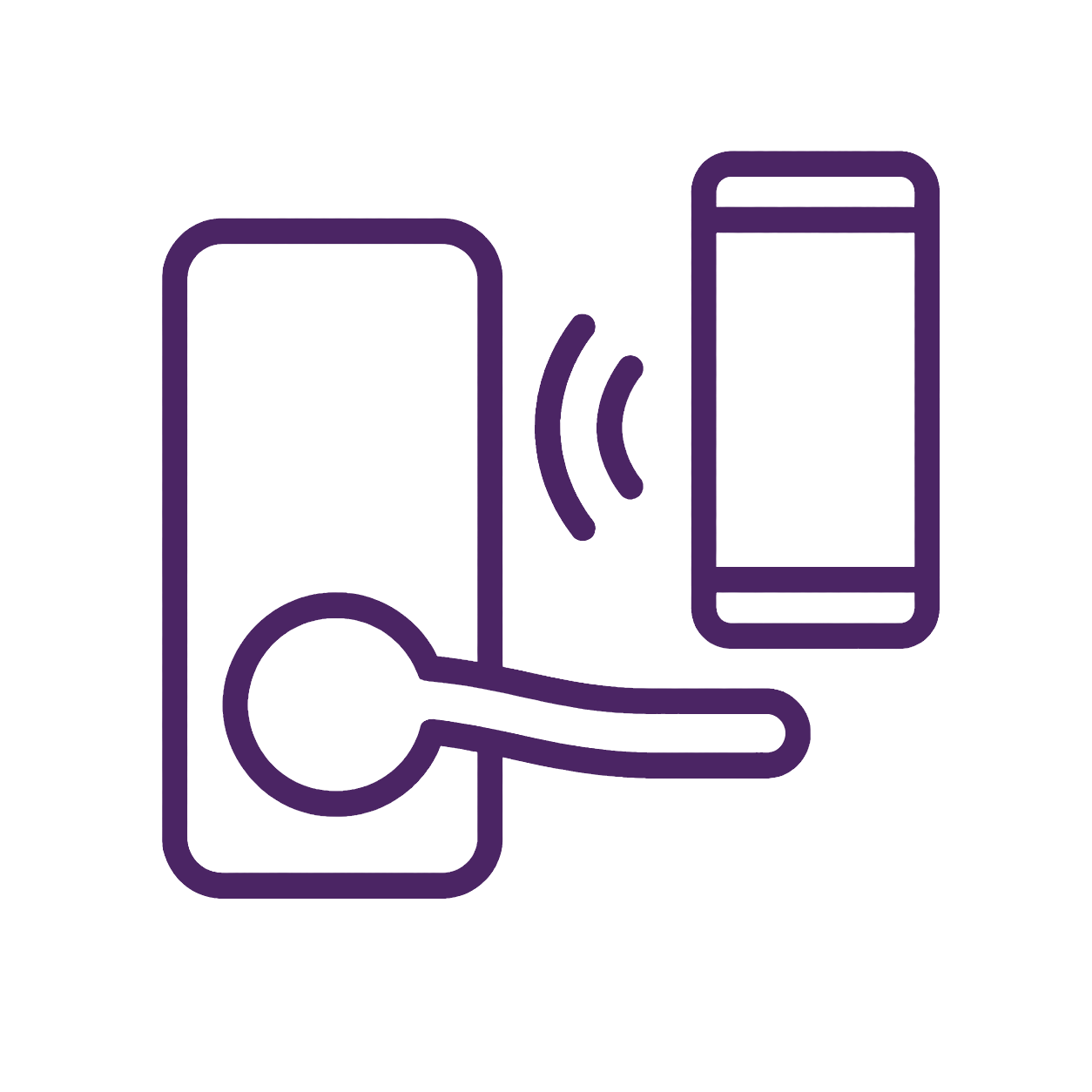 Smartphone with a key icon and a mobile device indicating contactless or digital key access.