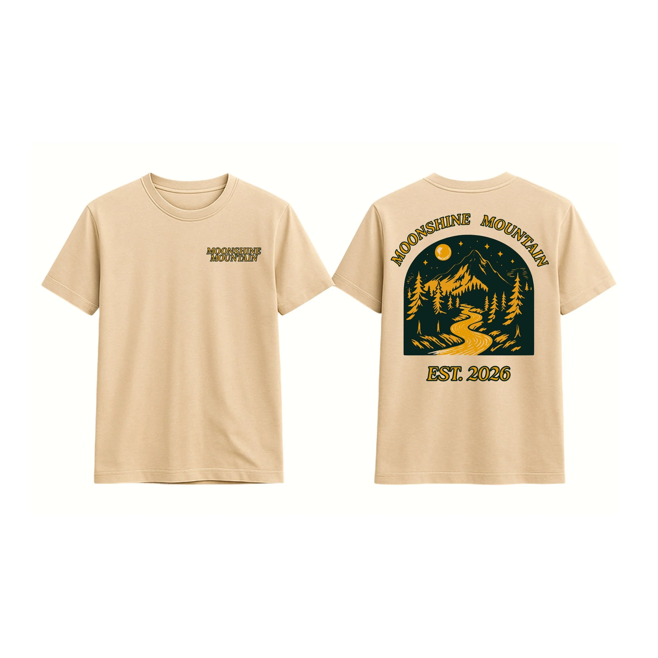 Moonshine Mountain Apparel Vintage Mountain Logo Design - Cream