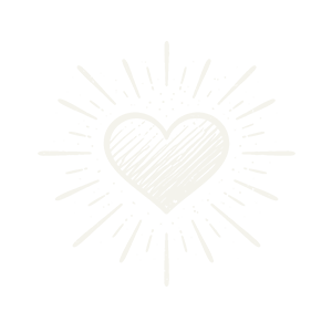 A white heart with radiating lines on a black background.