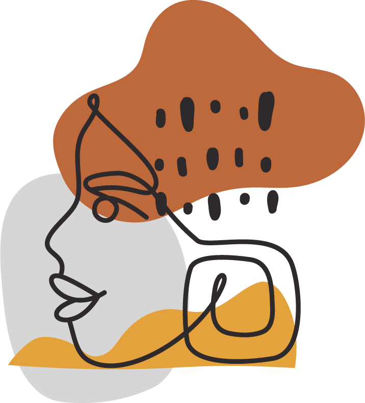 Abstract line drawing of a woman's face.