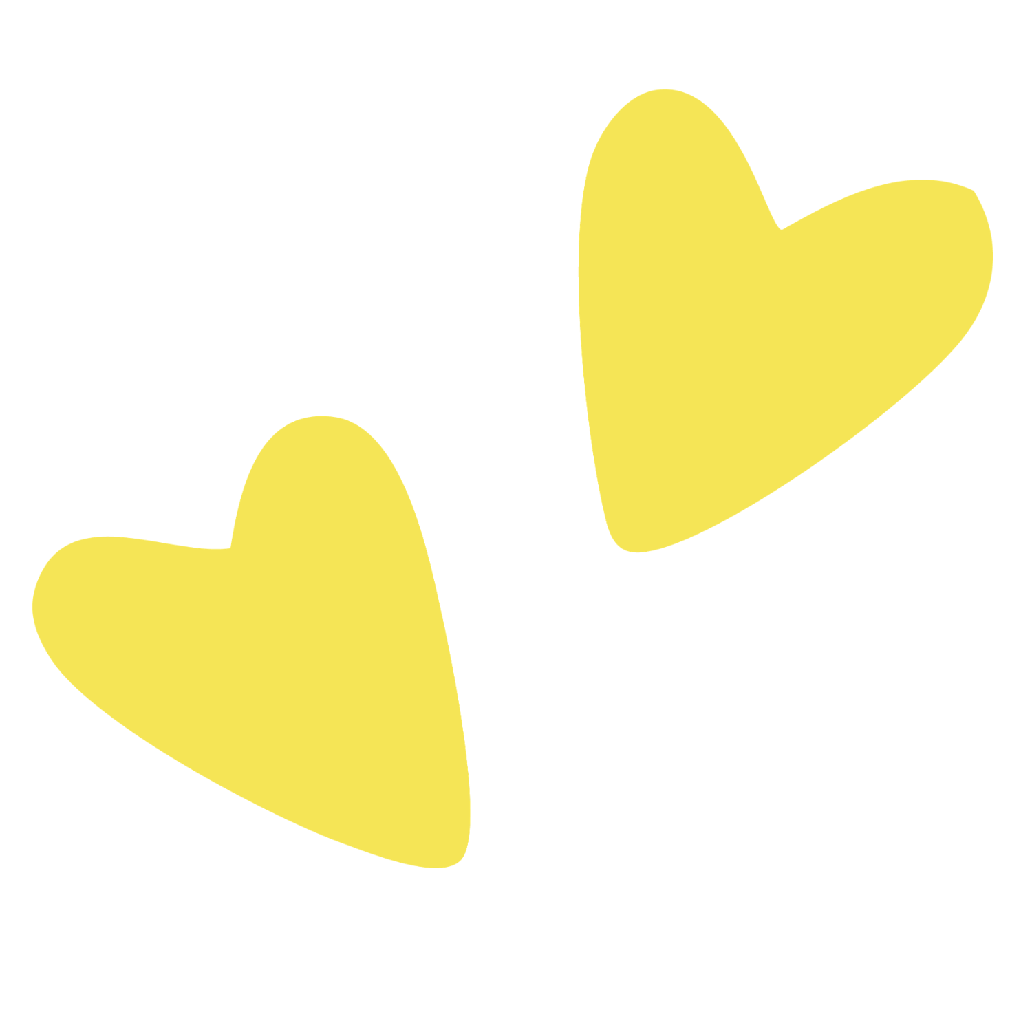 Two yellow hearts with black outlines on a black background.