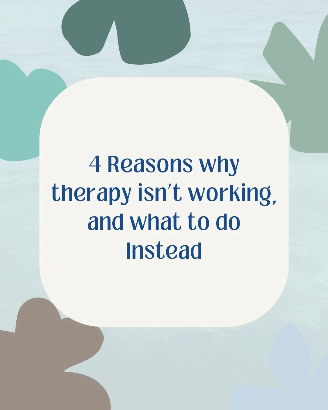 If you feel stuck in therapy, don&rsquo;t give up hope. Sometimes it&rsquo;s the wrong fit or the wrong approach. Swipe through for 4 reasons why it might not be working, and how to actually fix it. 

Save this for when you need it, and share it with