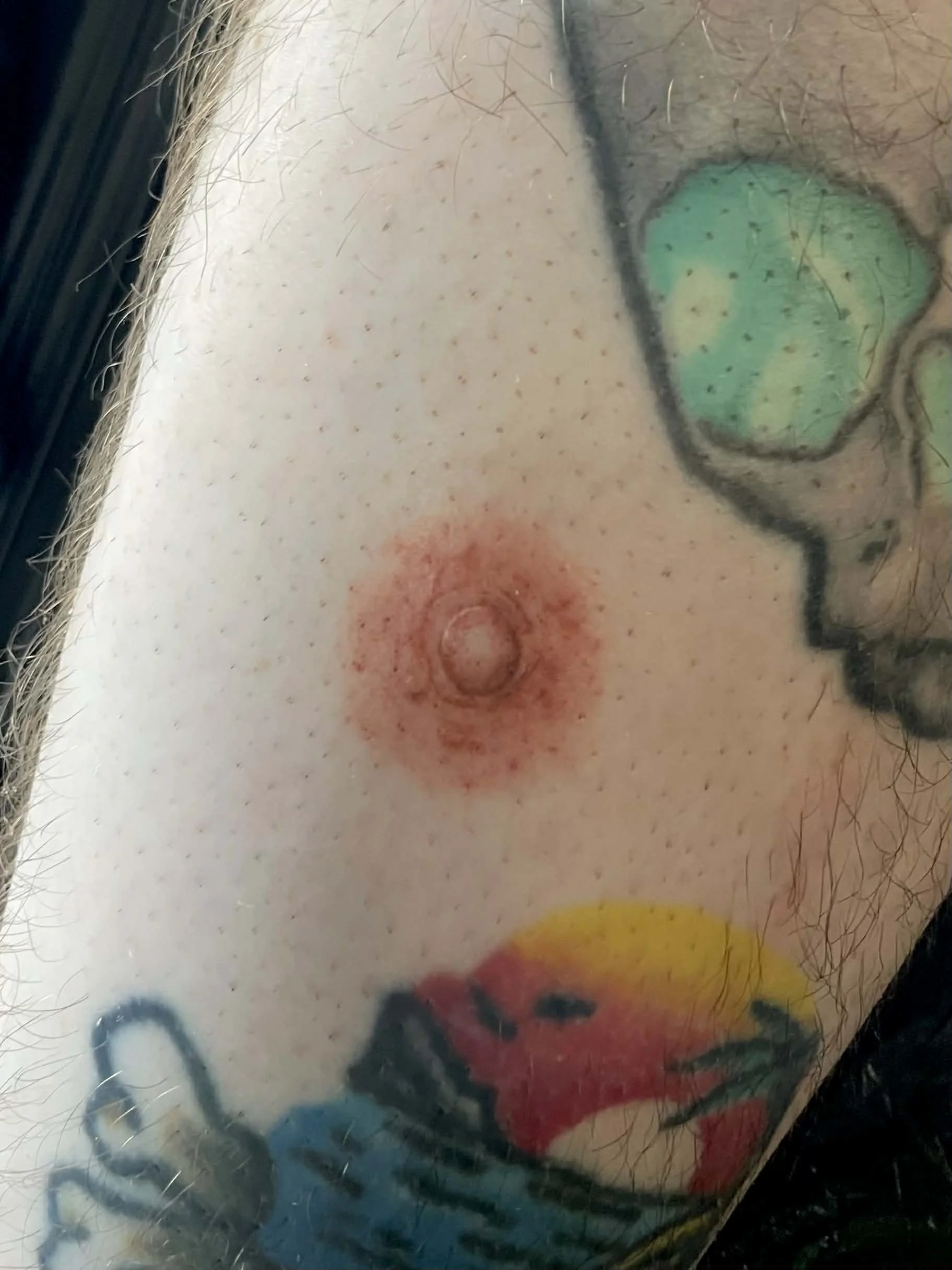 Close-up of a 3d realistic Areola tattoo 
