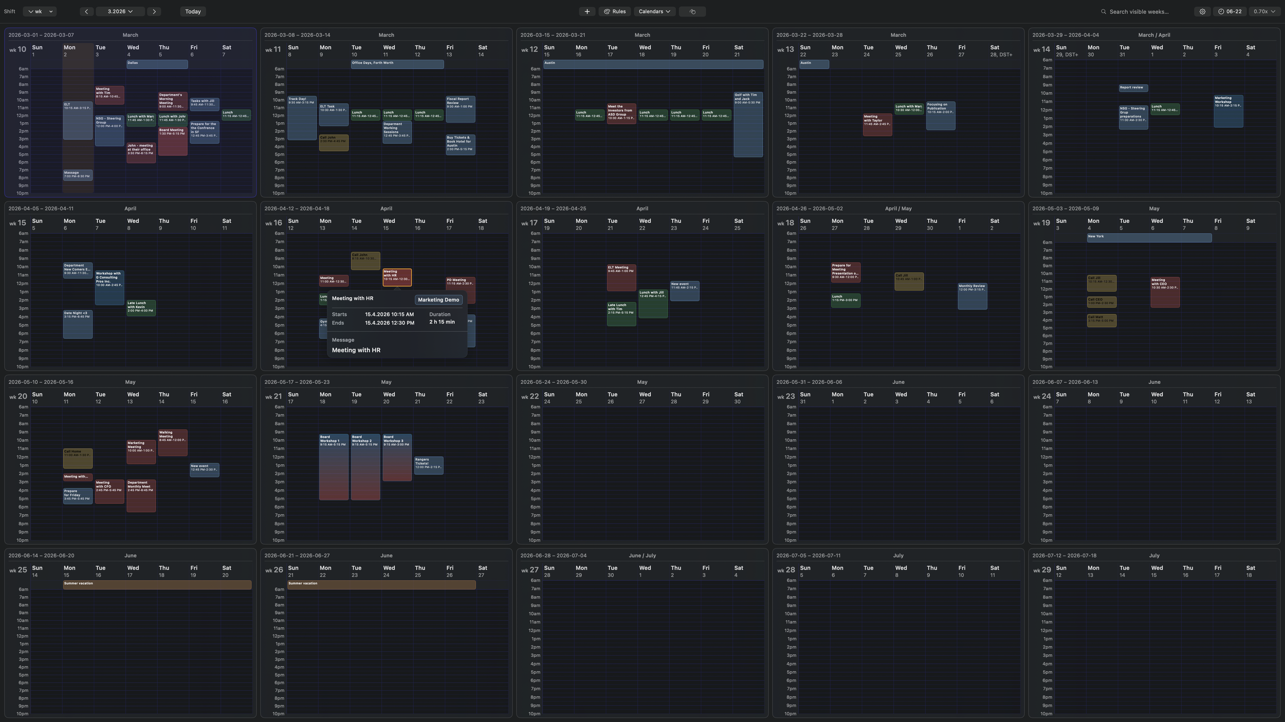 5 x 4 Calendar Grid on 5K Display