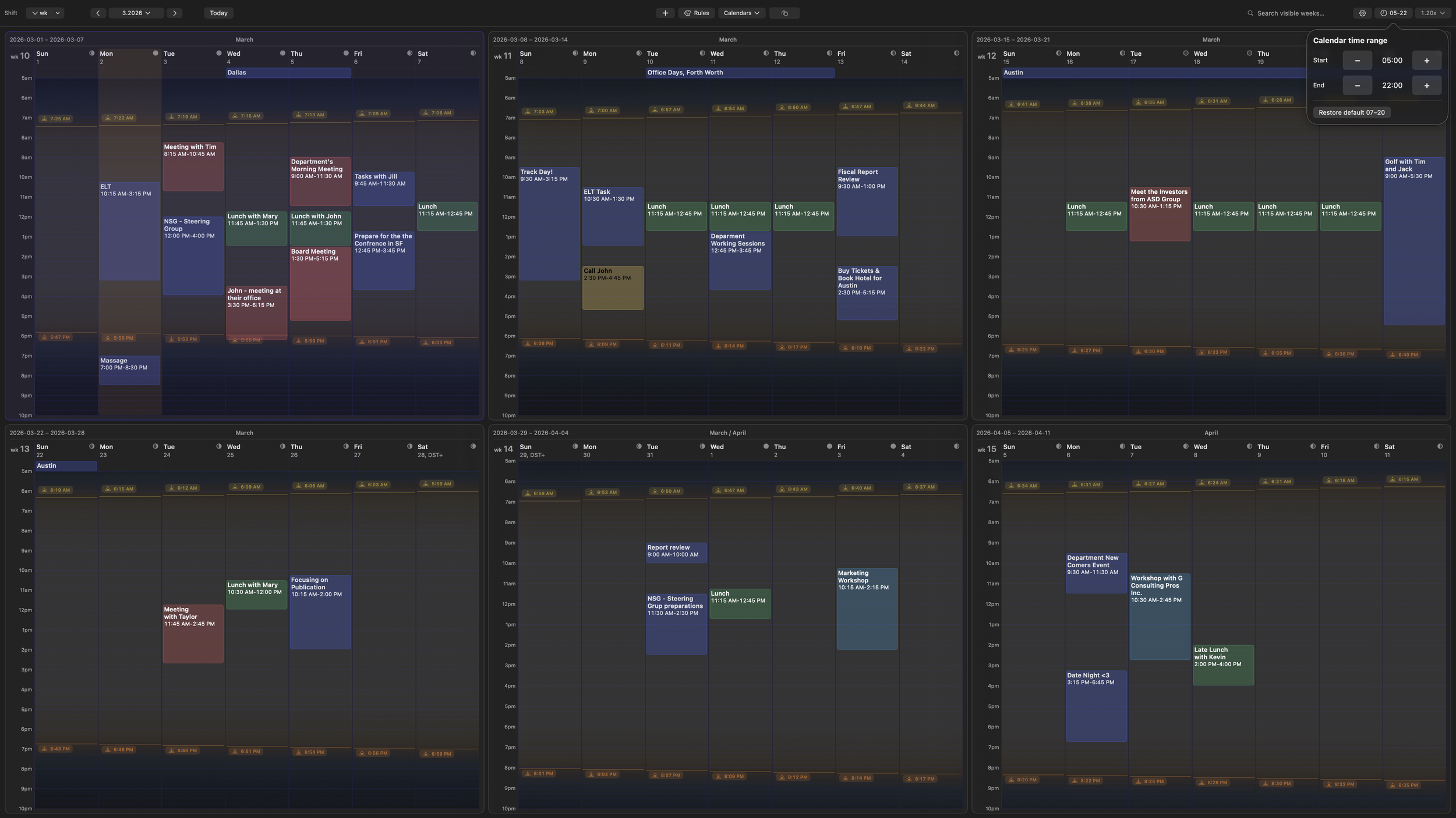 Visible Hours Settings