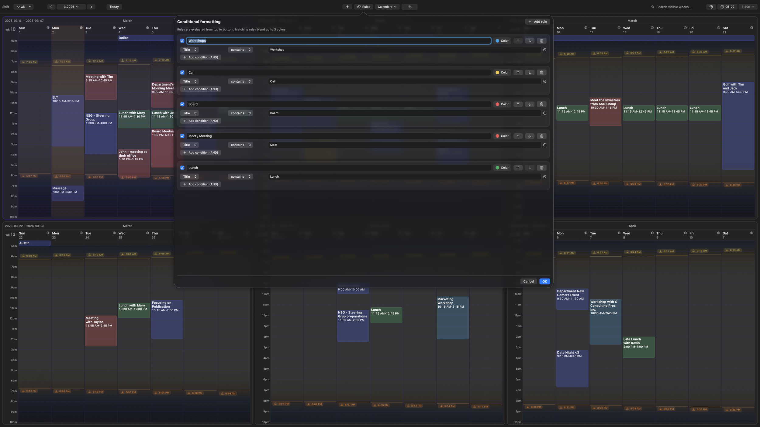 Automatic Color Rules for Events