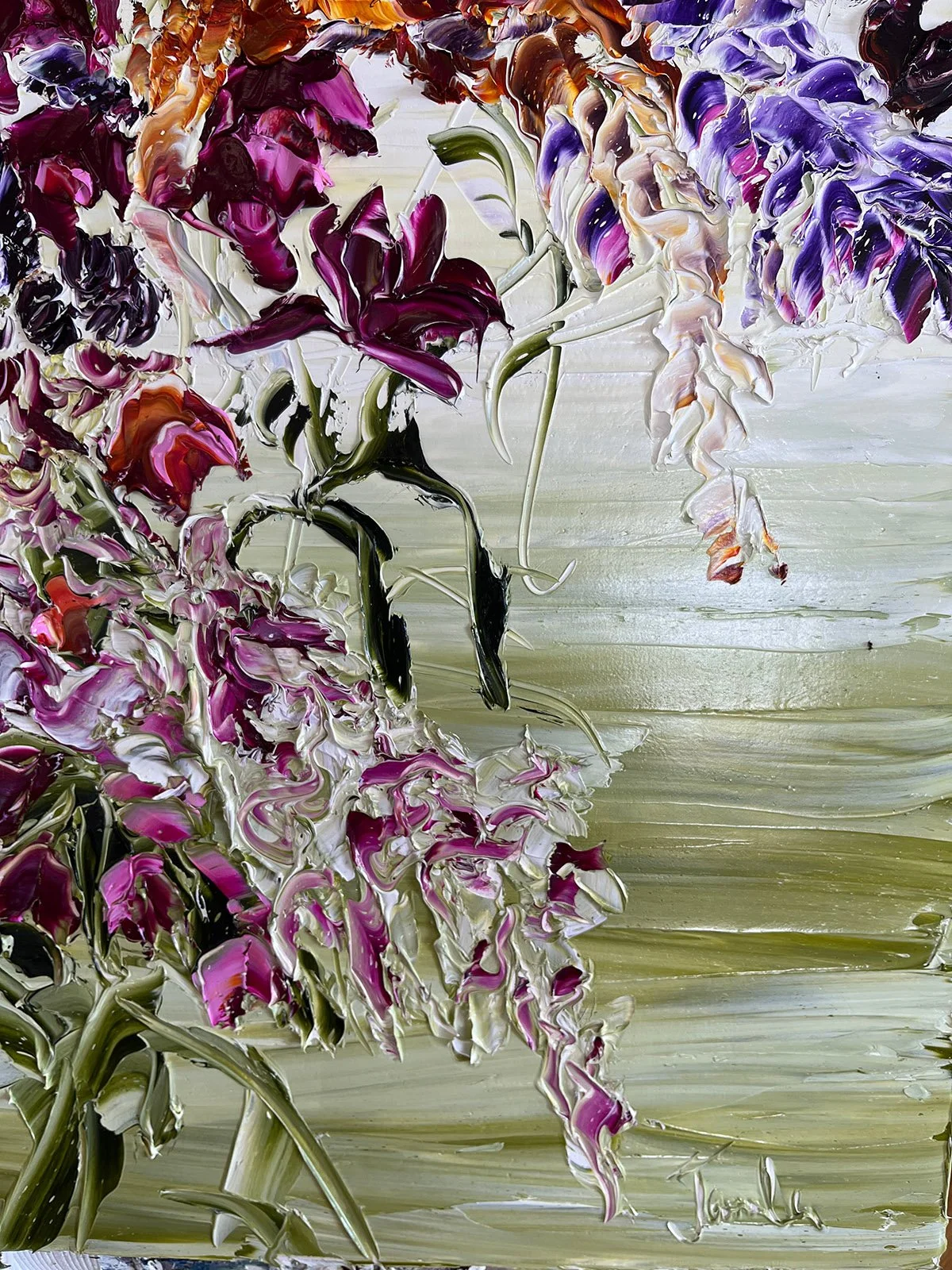 SOLD - Section from 'Bursting in Love'.
This painting was featured in British Vogue, September 2023.