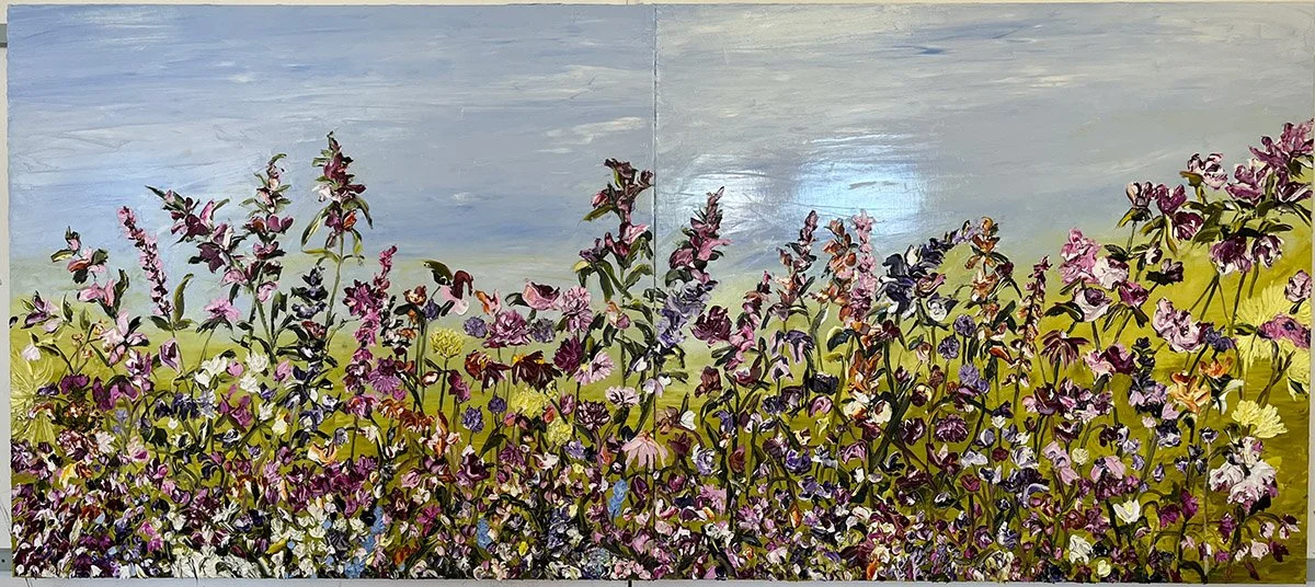 COMMISSION - 9 feet x 5 feet, Oil on Italian linen, unframed, wired for hanging