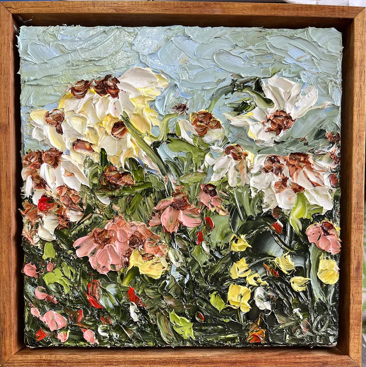 SOLD - 'Oceans of Love', 23.5cm x 23.5cm, Oil on Linen, Framed