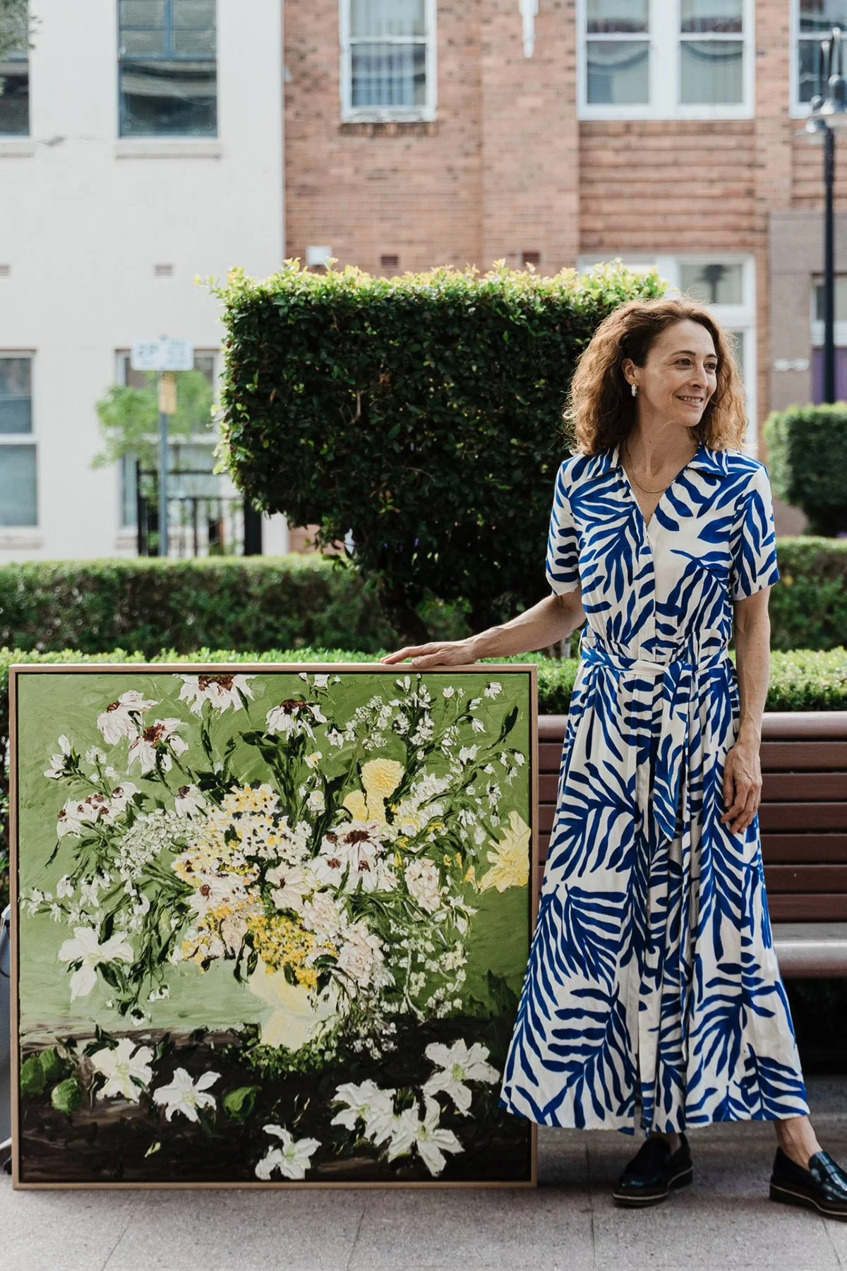 SOLD - 'Summer Breeze and Fig Tart', 95 cm x 95cm, Oil on linen; framed.