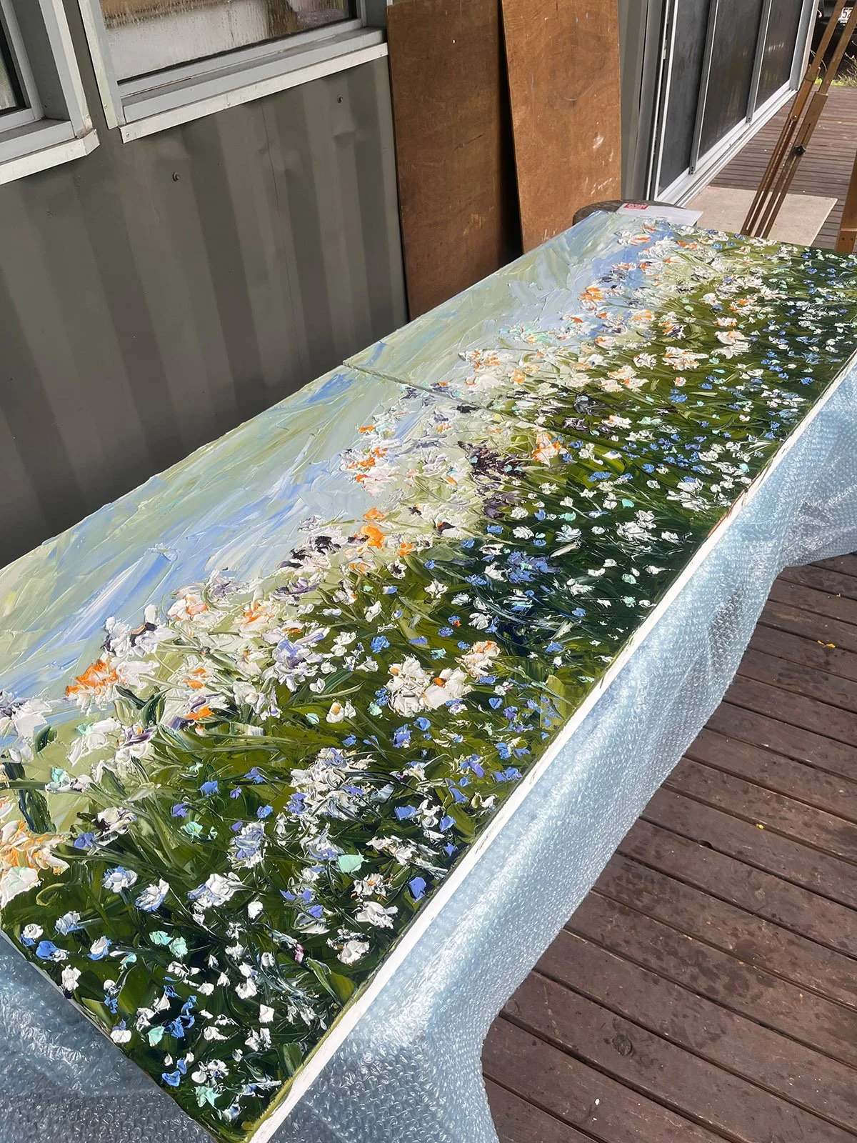 SOLD - Diptych 'Where Butterflies Dance', Oil on Linen, 204cm x 80cm.