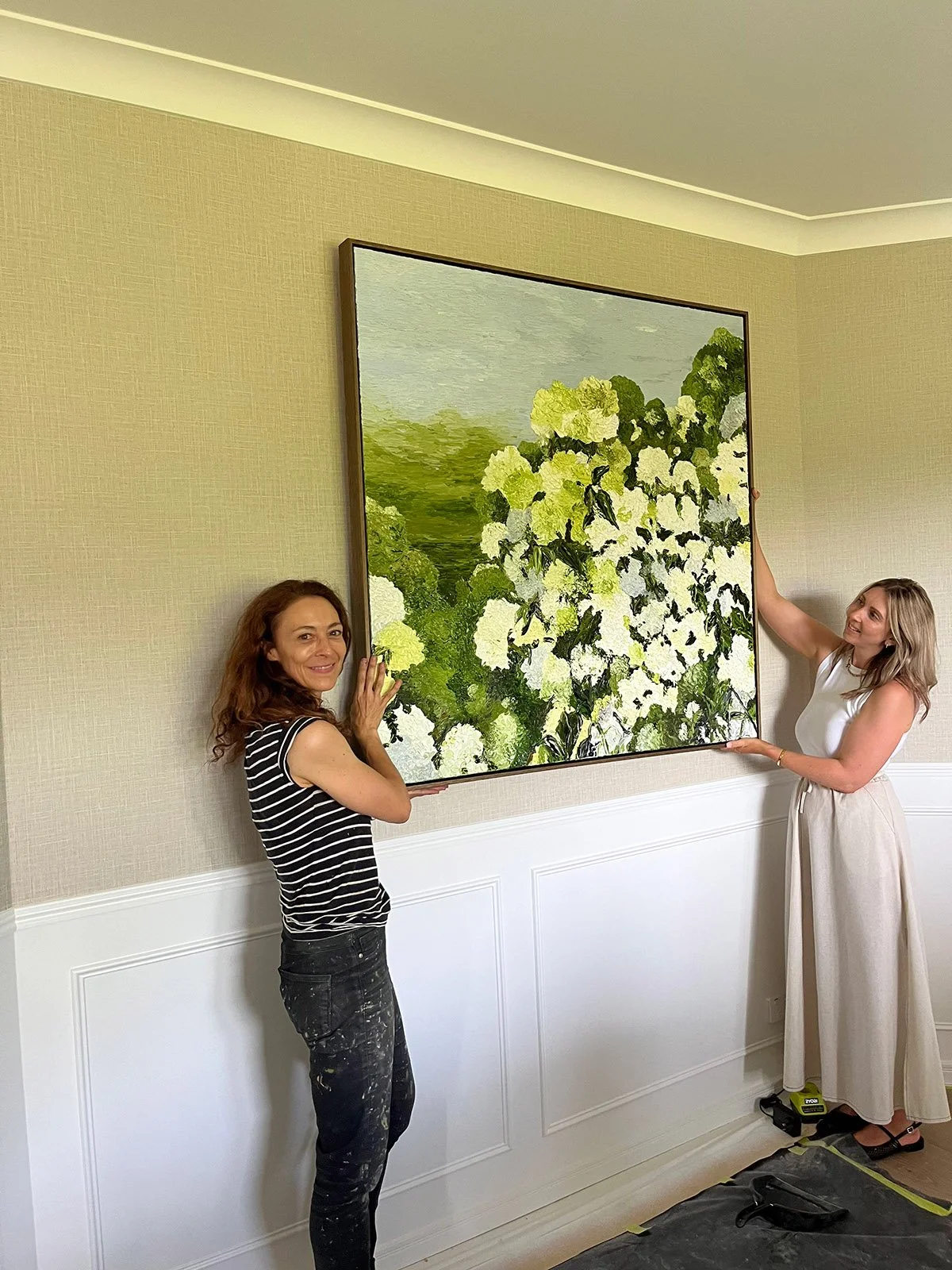 INSITU: Collector Share - 'Where Stillness and Peace Grow', Oil on Italian linen, 124cm x 120cm. Framed in a darkwood floating frame.