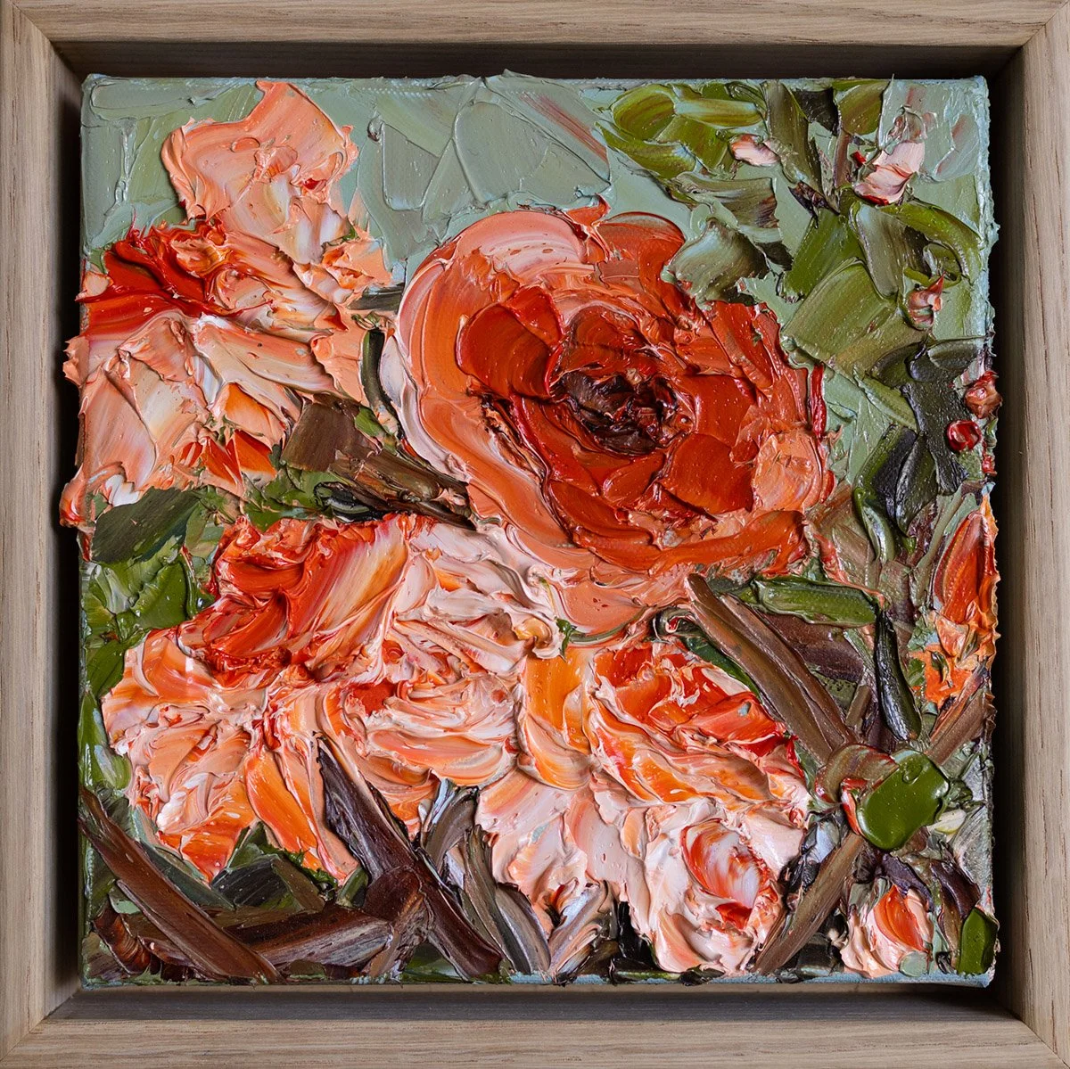 SOLD - 'Faithful Friends I', 23.5cm x 23.5cm Oil on Linen, Framed