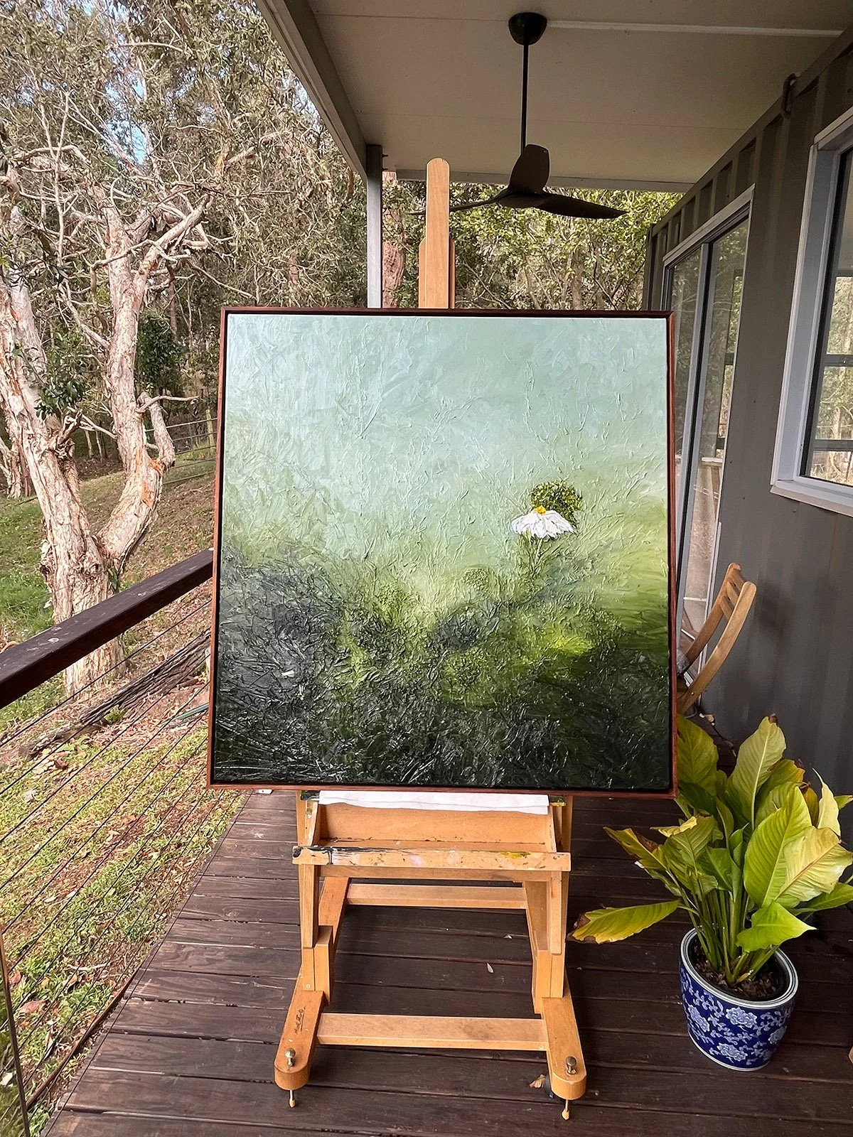 SOLD - 'It was Destiny', Oil on Italian linen, 97cm x 97cm, Framed in blackwood.