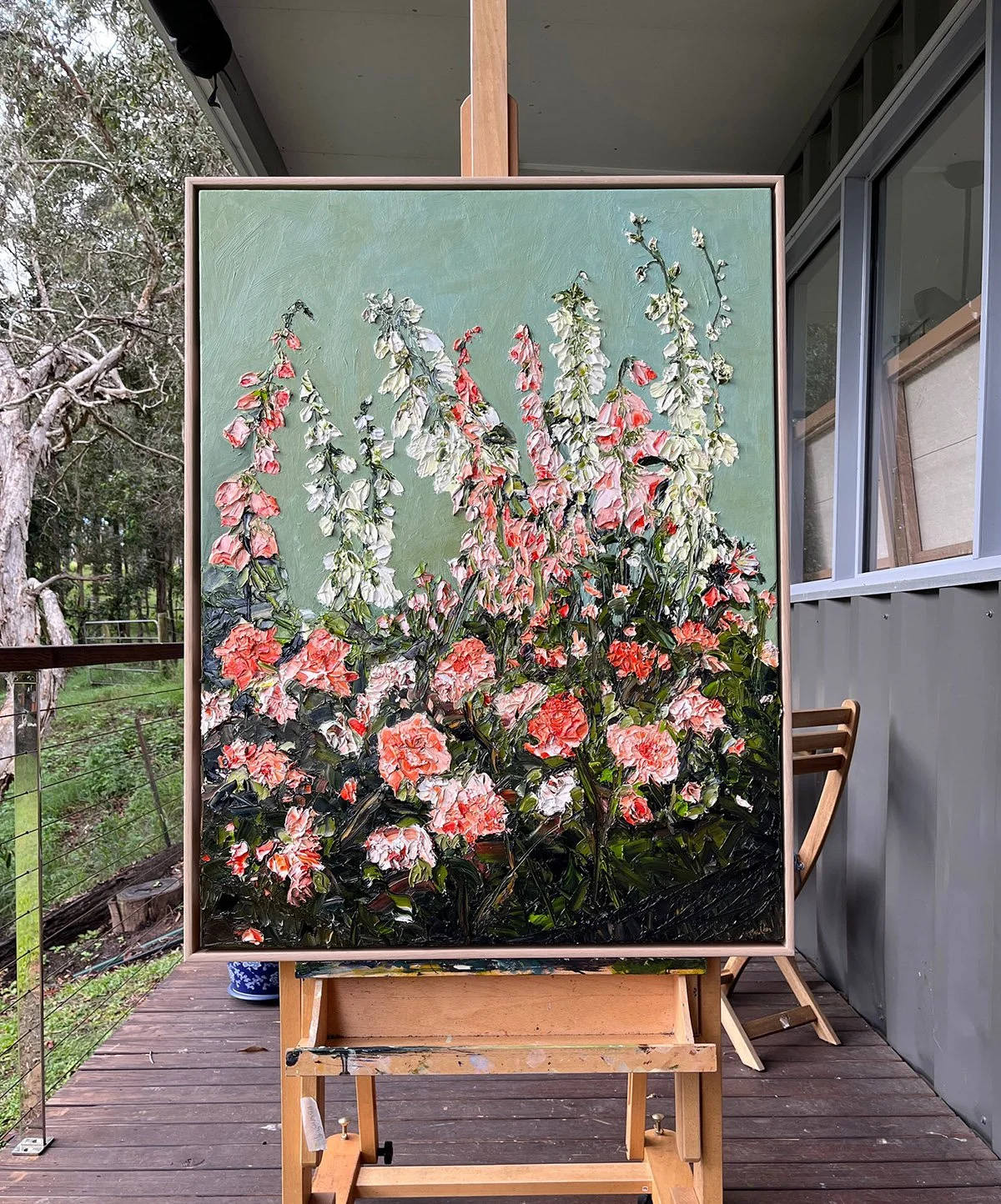 SOLD - 'Lady of Shallot, Theatre of Roses'.
104cm x 83cm, Oil on linen; framed.