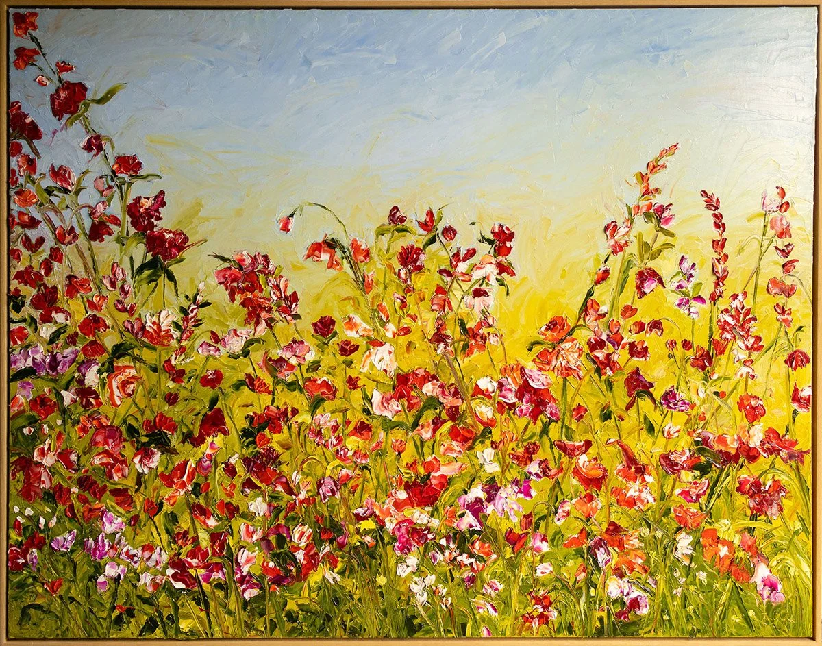 SOLD - 'The Golden Light of Love', 156cm x 129cm, Oil, Linen, Framed.