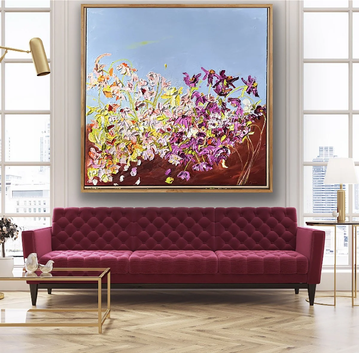 SOLD - 'Big Sky', 114 cm x 114 cm, Oil on Italian Linen, Framed in Oak