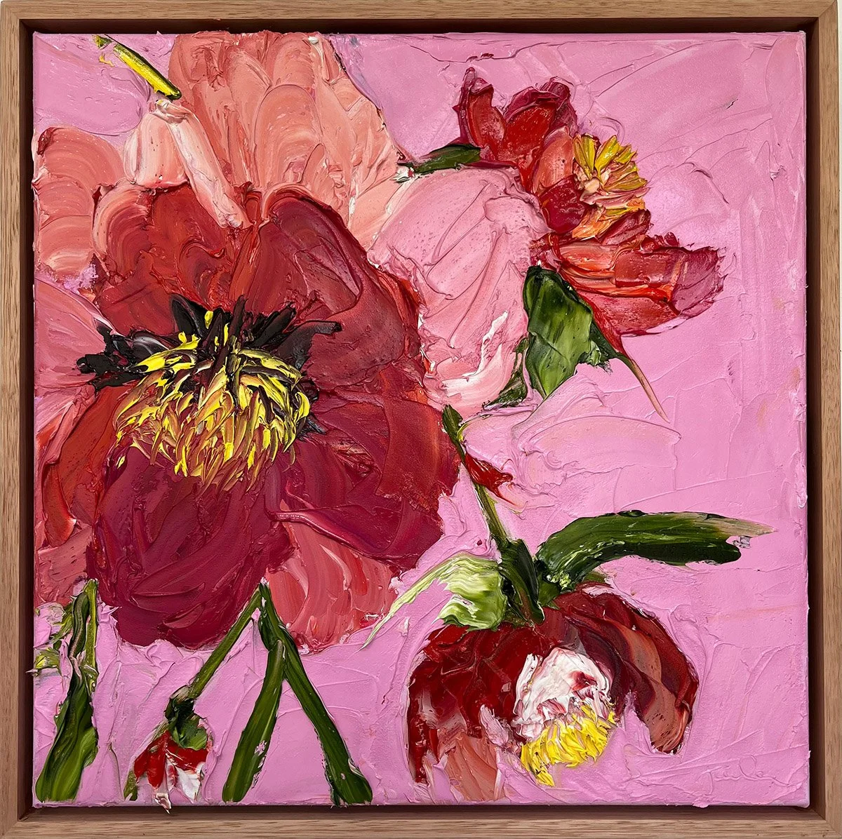 SOLD - 'Blooms in my Heart', 43cm x 43cm, Oil on Canvas, Framed in Oak
