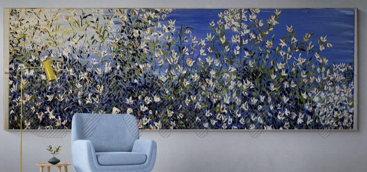 COMMISSION - 12 feet x 5 feet, Oil on Italian Linen, Unframed, wired for hanging.