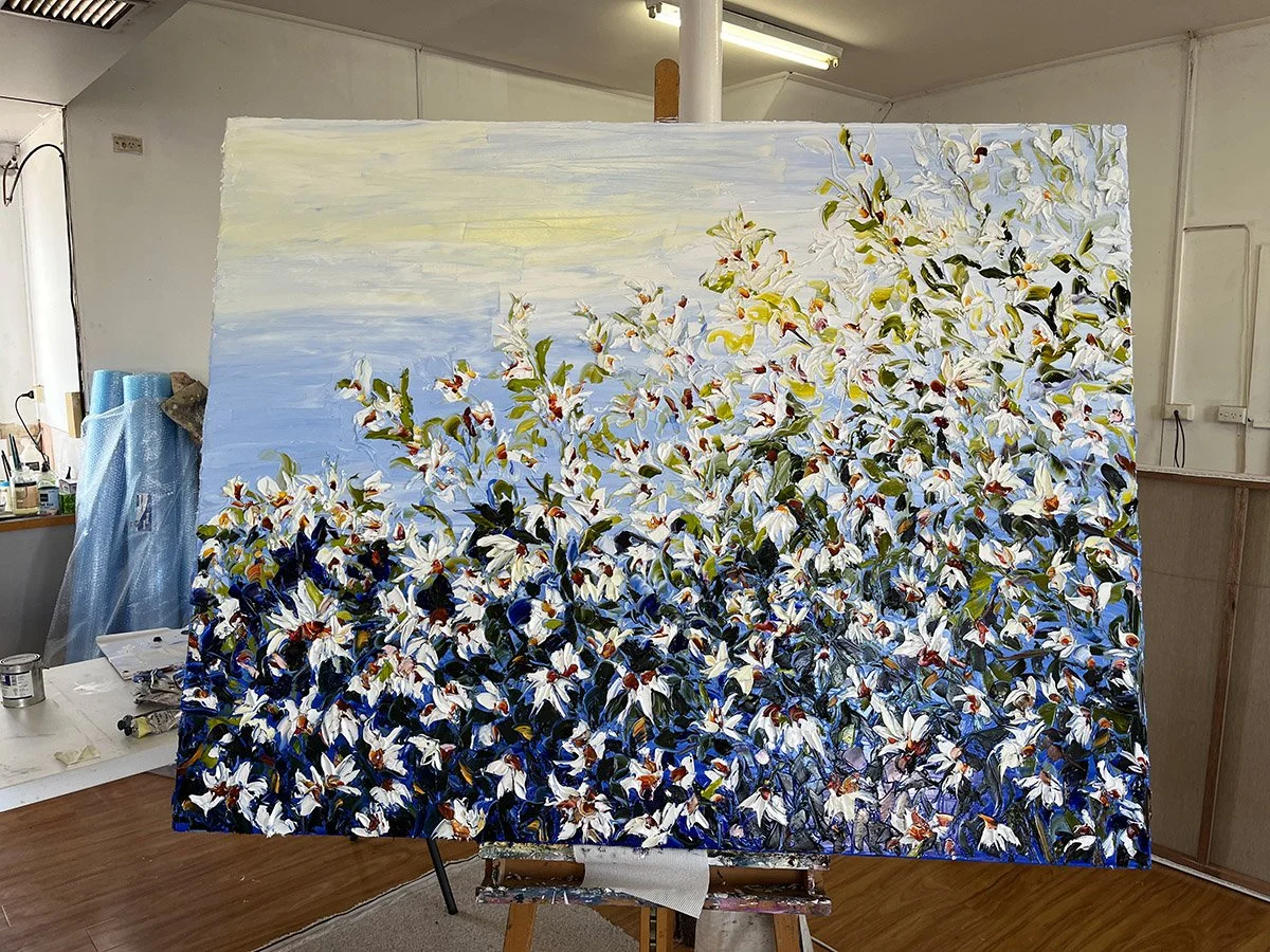 SOLD - 'Through the Looking Glass', 156cm x 123 cm, Oil on Italian Linen, Framed in Oak