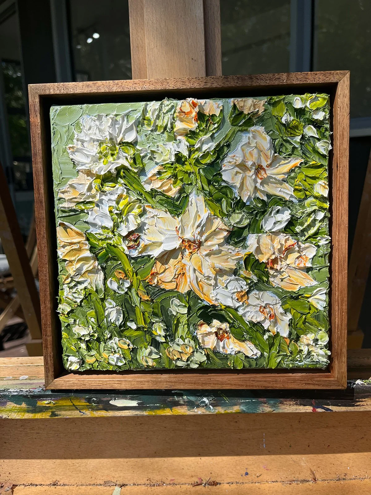 SOLD - 'First Day of Spring', 23.5cm x 23.5cm, Oil on Linen, Framed