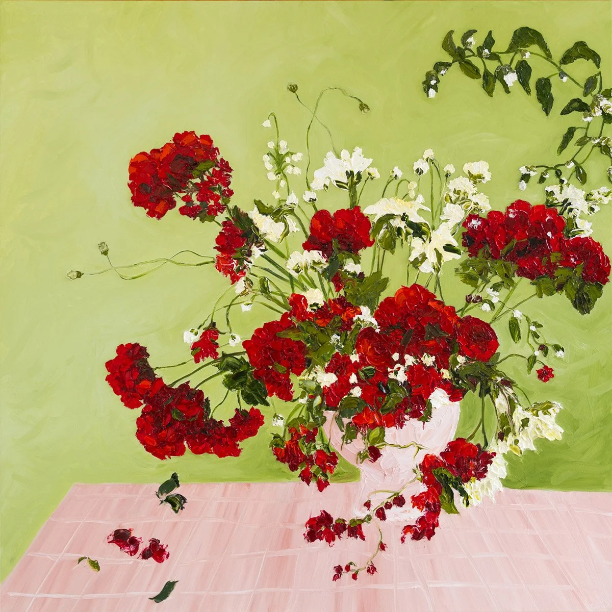 SOLD - 'Picnic Races', 95cm x 95cm, Oil on Polycotton, Framed