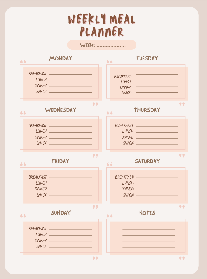 Meal Plan & Grocery List