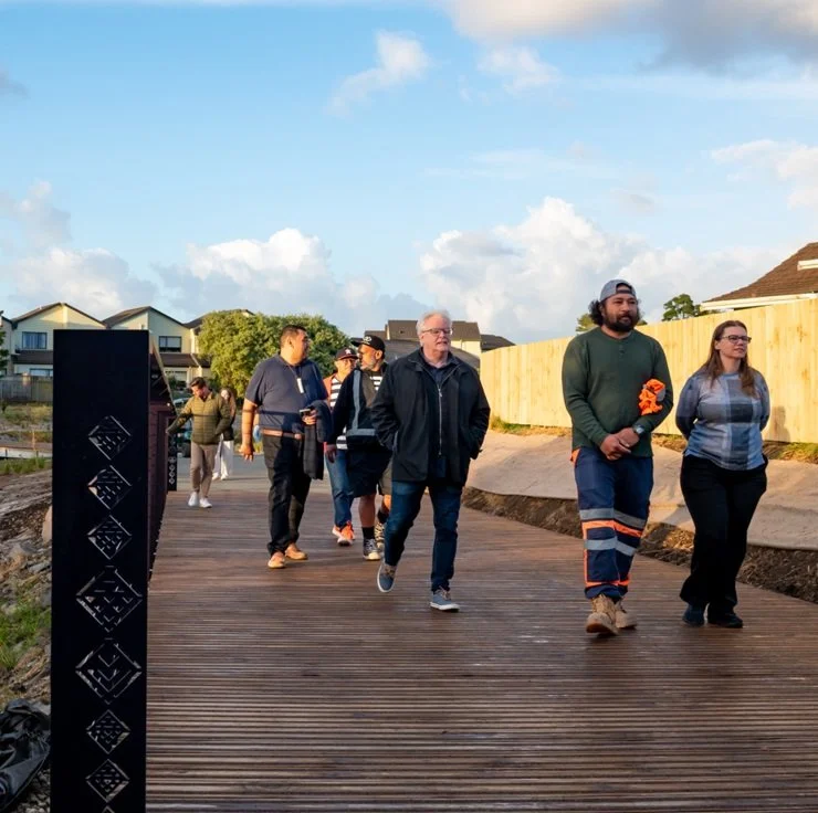 Te Whāngai Trust members attending the Te Aka Raataa Stage 1 karakia whakawaatea | dawn blessing.
