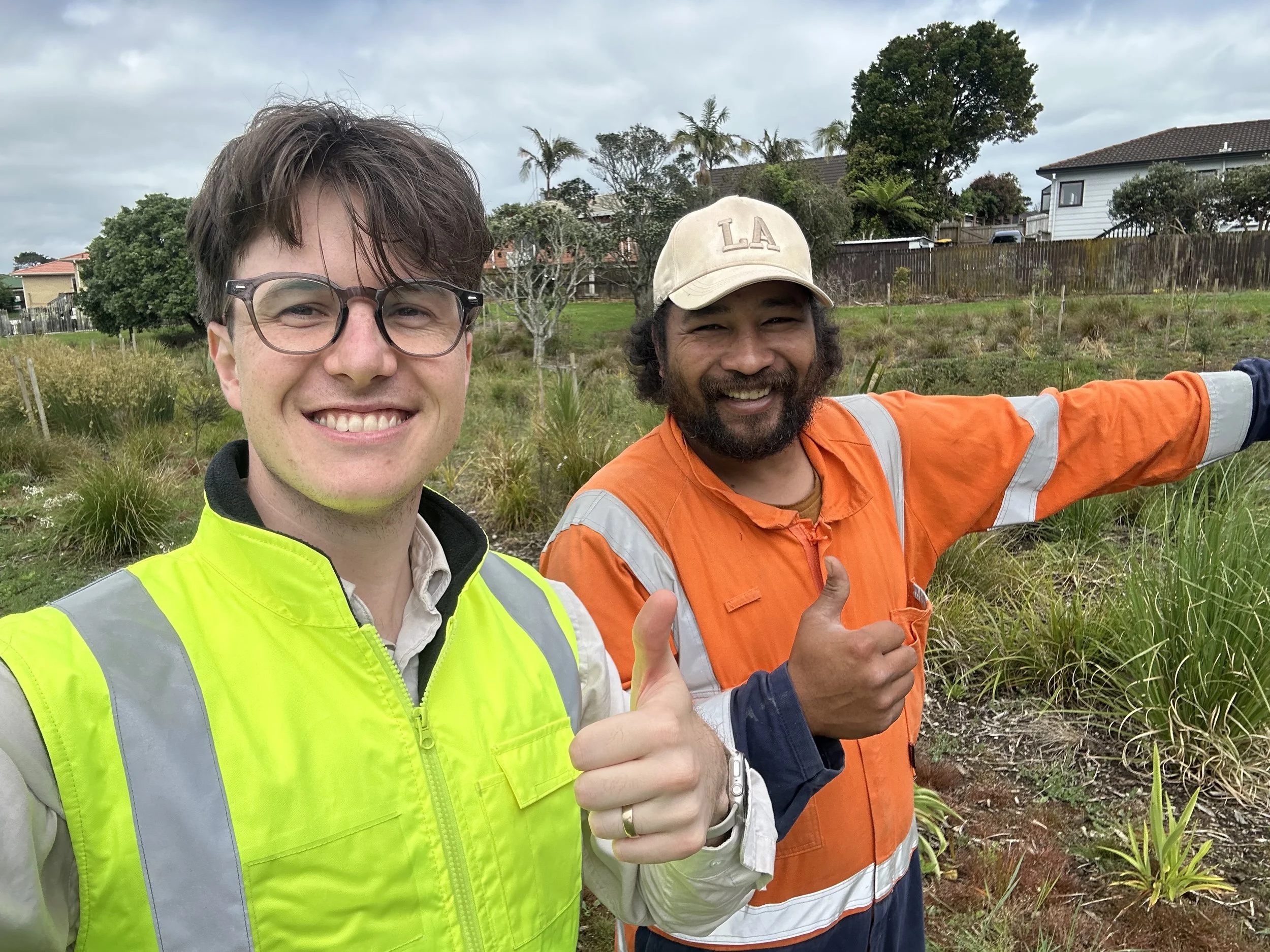 General Manager Jonathan Chambers and Joint Nursery Hubs Manager Nga Tetava on site in South Auckland.