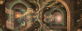 Close-up of ornate vintage architectural details with arched niches and circular decorative motifs