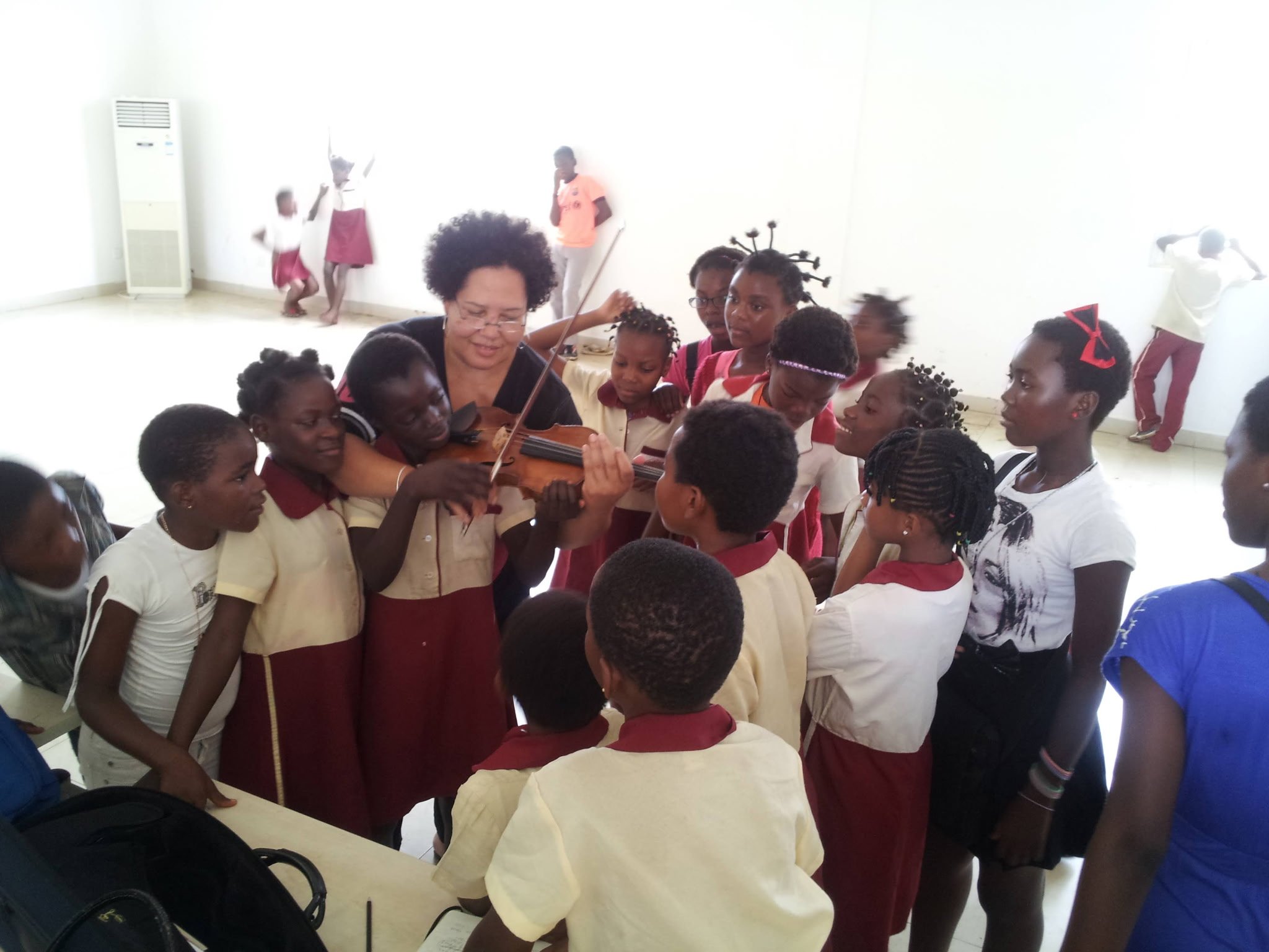 Learning a children’s game with grade school girls in Equatorial Guinea, West Africa