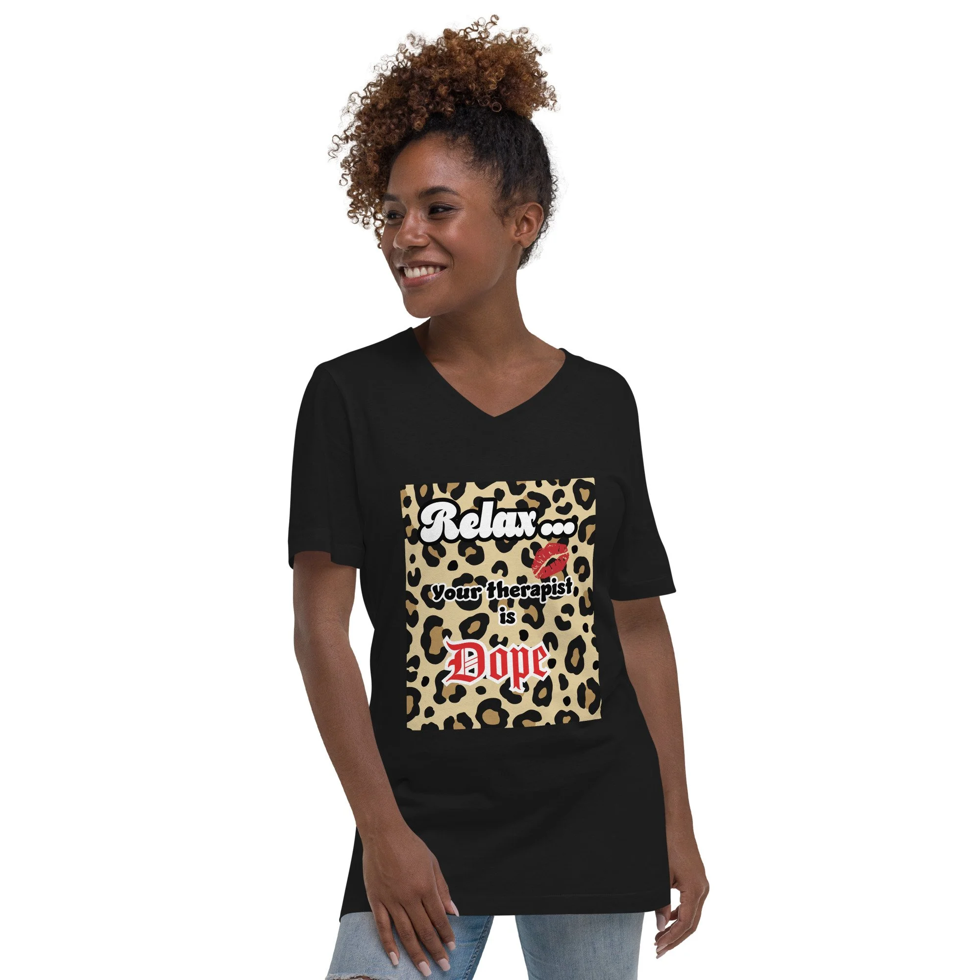 Relax Your Therapist is Dope Short Sleeve V-Neck T-Shirt