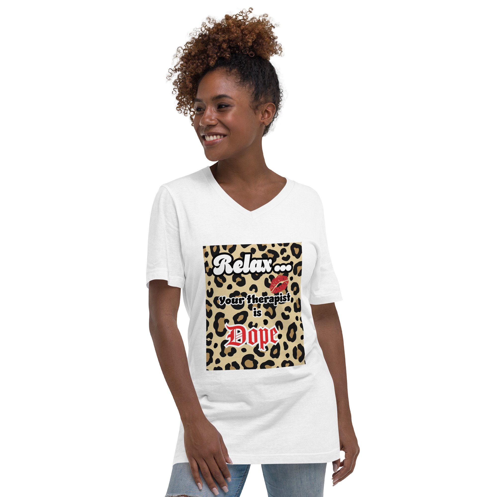 Relax Your Therapist is Dope Short Sleeve V-Neck T-Shirt