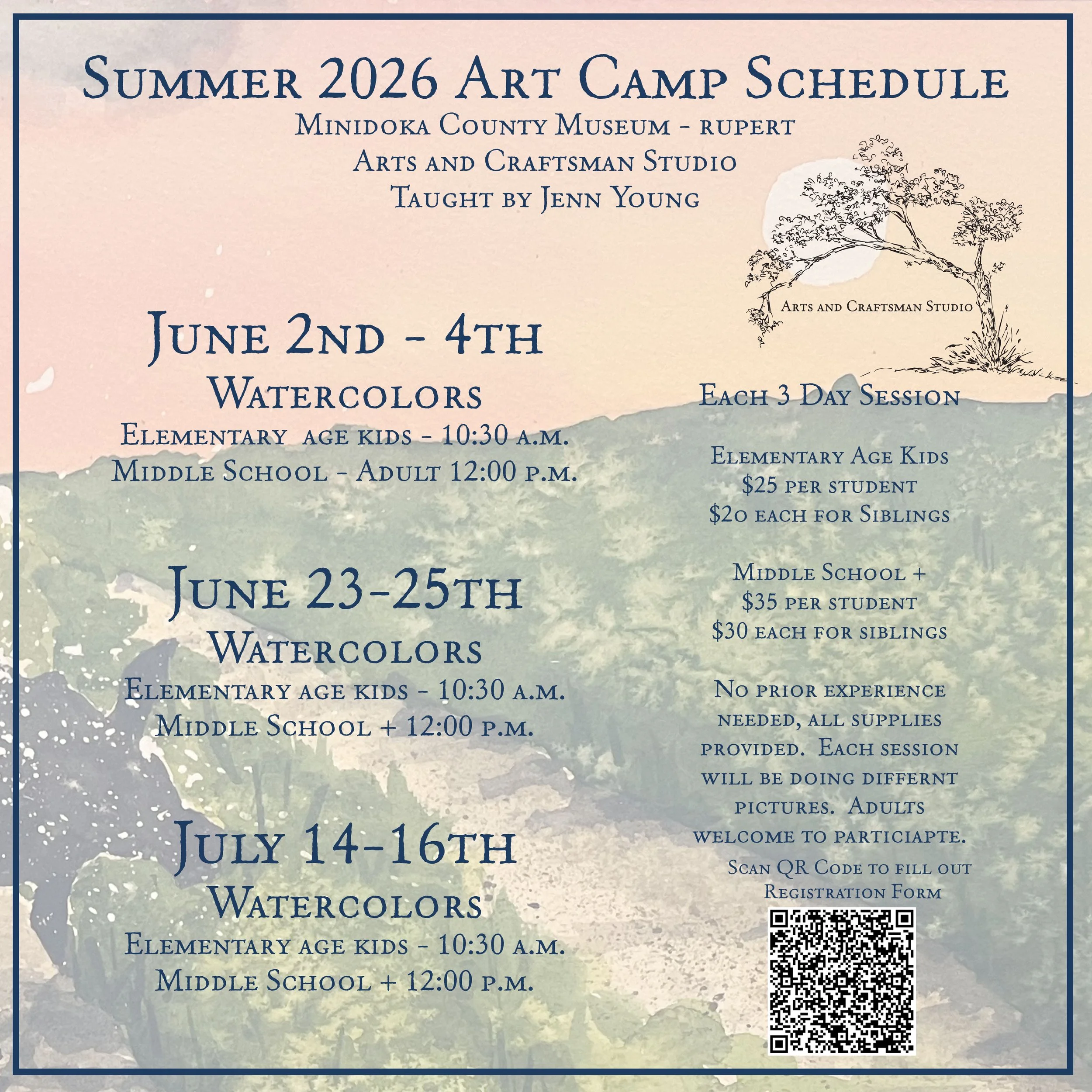 Watercolor Art Camp Elementary Kids