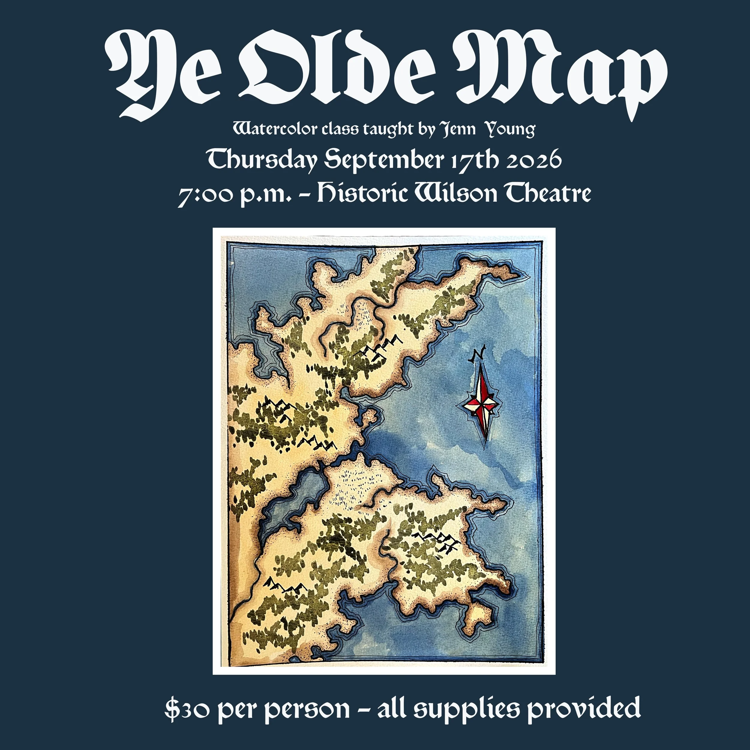 Ye Olde Map- Watercolor Class