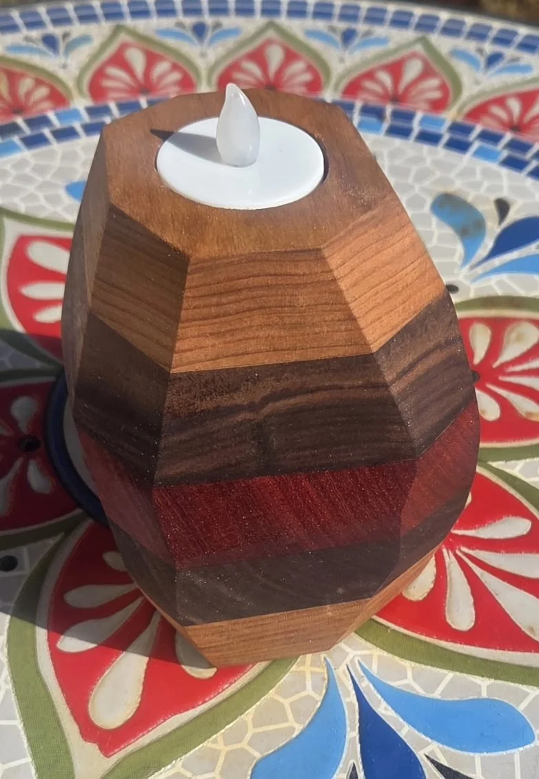#45 Elegant Hardwood Tea Light & Air Plant Holder