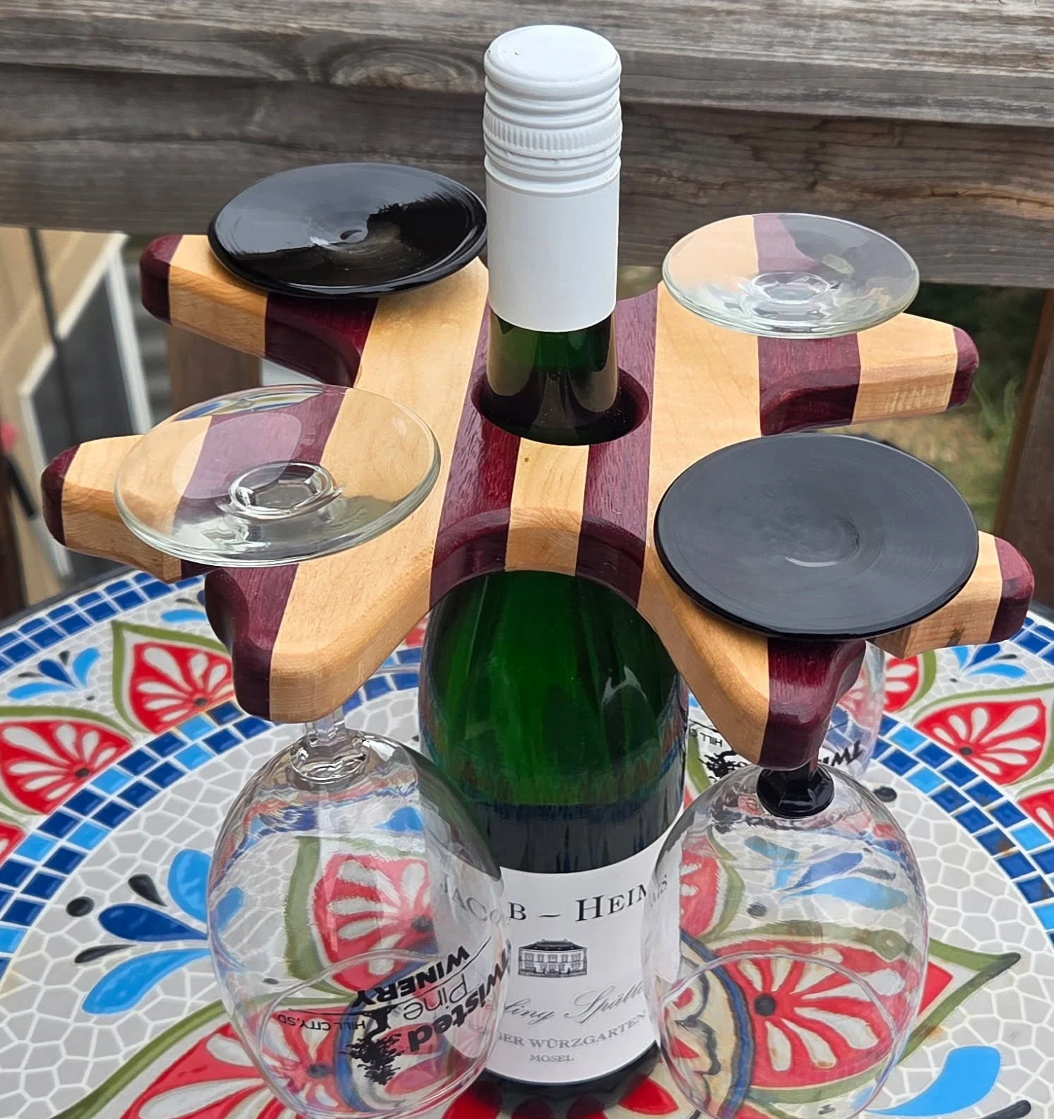 #40 Elegant Wine Caddy with Glass Holder