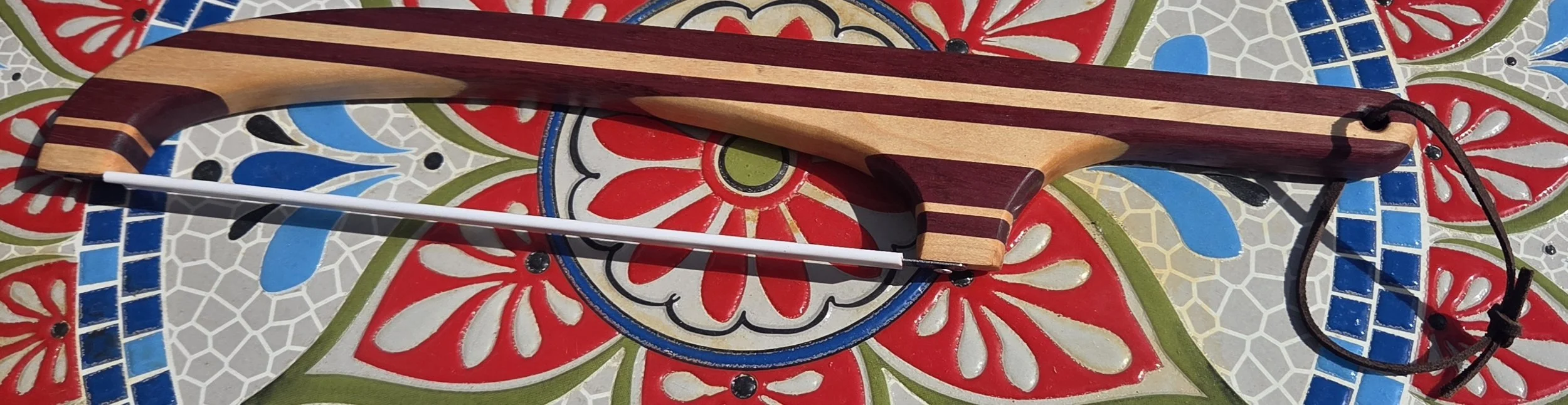 Exquisite right-handed Purple Heart & Maple Bow Bread Knife