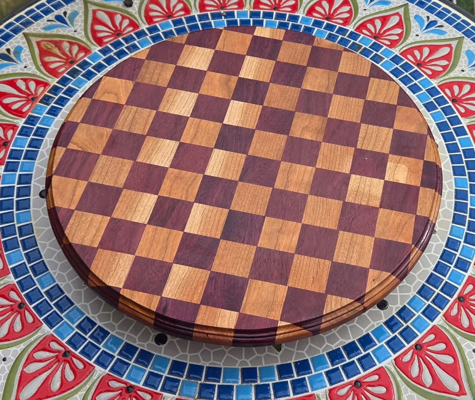 #23 Checker Pattern Purple Heart and Cherry Lazy Susan