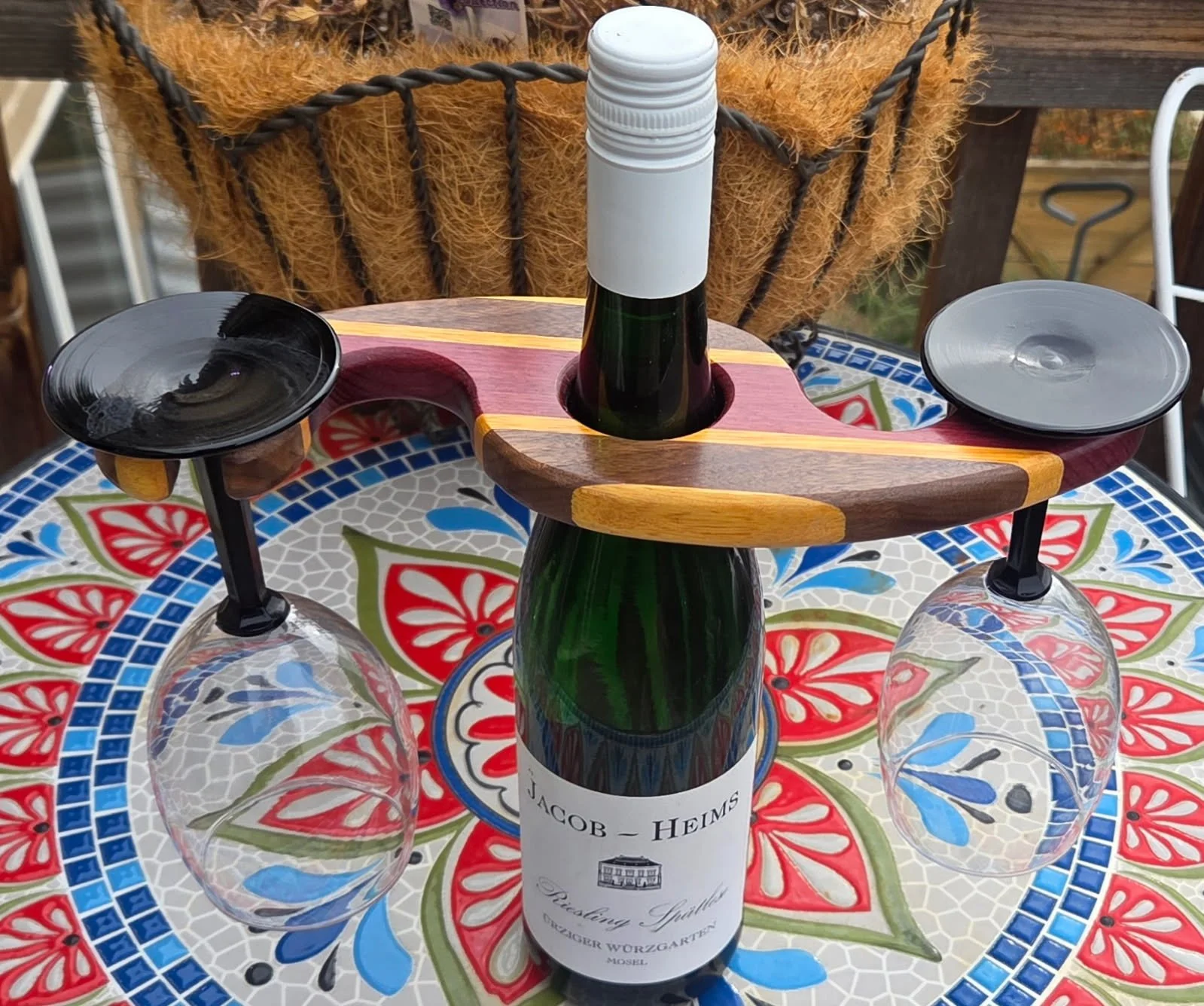 #11 Exquisite Hardwood Wine Glass & Bottle Holder